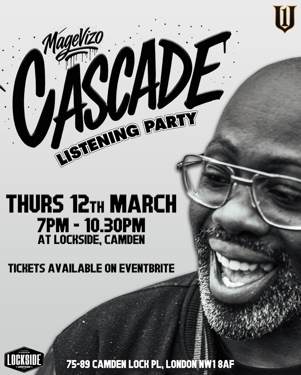 U1TruthVision's tweet image. Join @magevizo and the team, as we listen to his debut album "Cascade" in full! 🔊
This is a FREE event, so secure your free ticket from the link in our bio!🎟️
Let's get ready to celebrate @magevizo and real UK HipHop! 🔥🔊
#magevizo #ukhiphop #ukrap #cascade  #u1entertainment