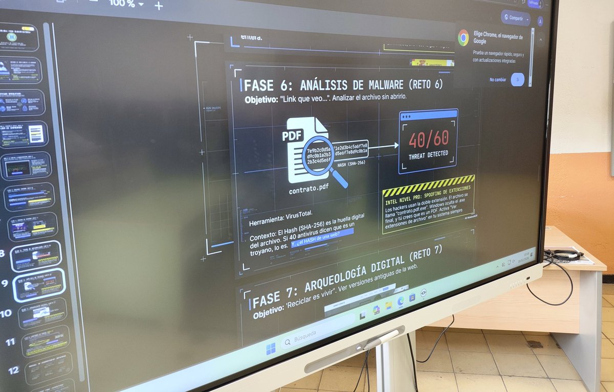 Seguimos celebrando el #DíaDeInternetSegura #SID2026 en 2⁰ bachillerato #TIC con nuestra competición #CTF . Detección de malware, filtraciones de datos, arqueología digital, criptografía y seguridad de la información...