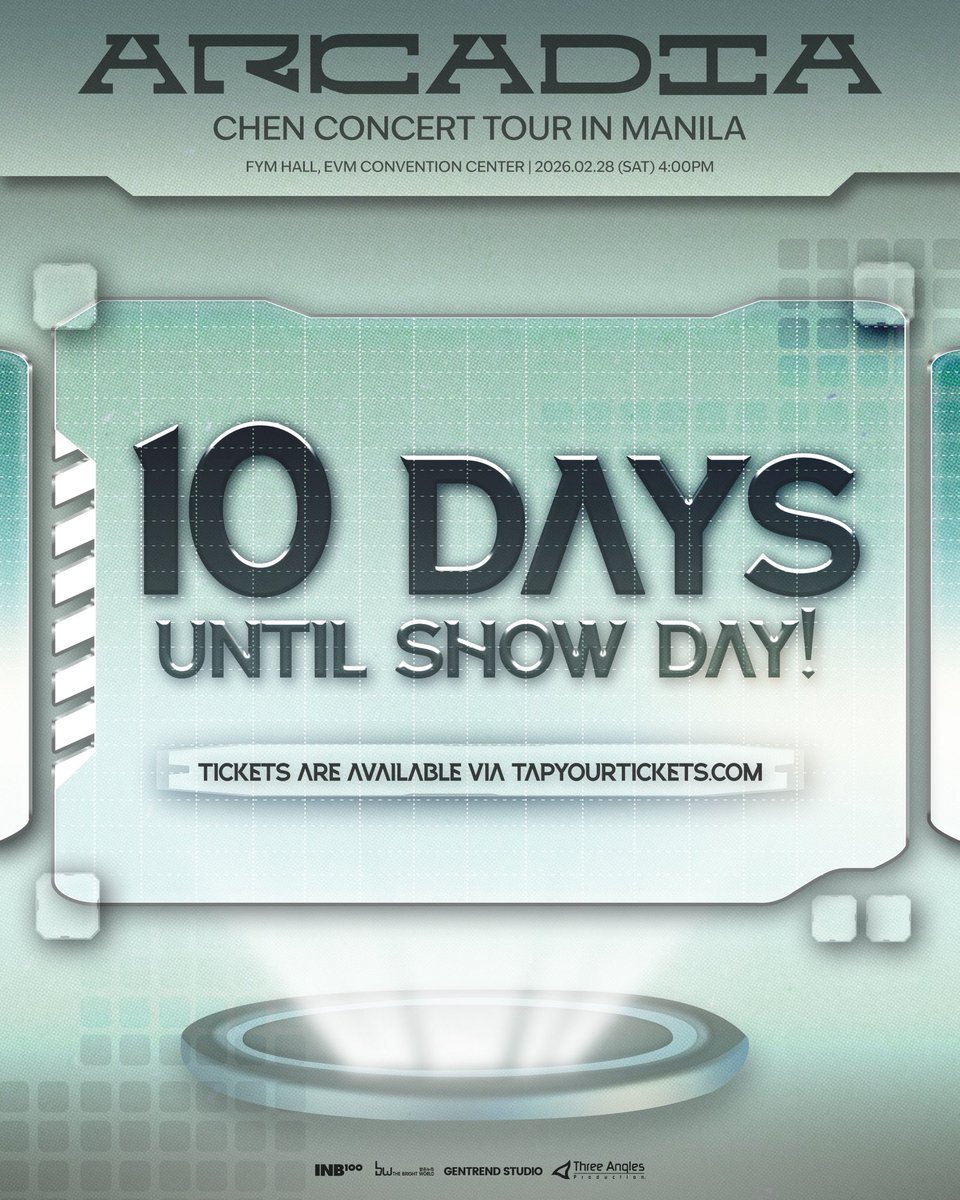 MANILA! CHEN is arriving to Arcadia in 10 DAYS 🌐 

Prepare to witness our paradise unfold, sing along under glowing lights, and create moments with CHEN at the CHEN CONCERT TOUR <Arcadia> in MANILA! 🌟

#첸 #CHEN #Arcadia #ArcadiaTour #ArcadiaMANILA #ThreeAnglesProduction