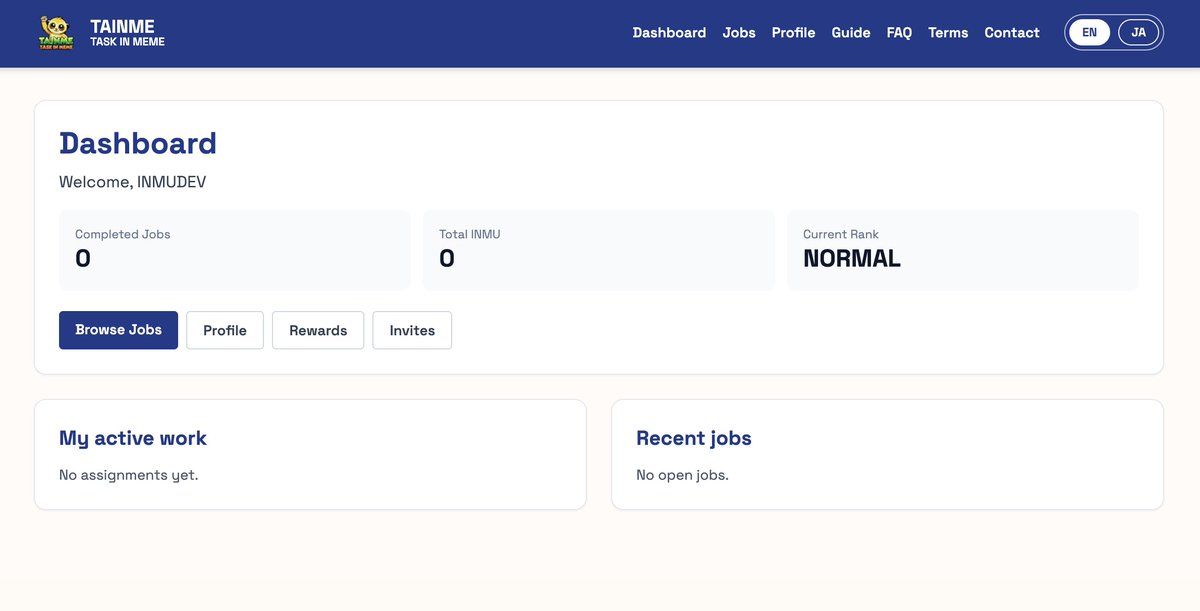 🐵 Revealing TAINME Development Progress 🐵 

・Responsive design accessible from both smartphones and PCs 🌱
・Bilingual support: English &amp; Japanese 🇯🇵🇺🇸 (More languages coming soon)
・Currently in development on local environment 💻 
・After completing all page coding, we'll