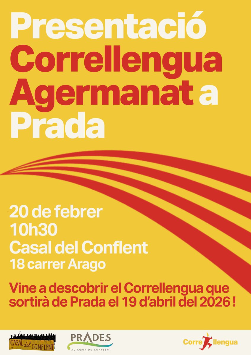 LluisPuigGordi's tweet photo. Aquest divendres podeu venir a Prada, però si no podeu venir ens calen persones i entitats a córrer i a ajudar !!! 
@Correllengua_ 
@Airenou @casalperpinya @LaSemaineduRous @RadioArrels @LaBressola  @OmniumCatNord @casagovperpinya @ElsPallagos @usap_officiel @llenguacat https://t.co/xIRKLZ4P10