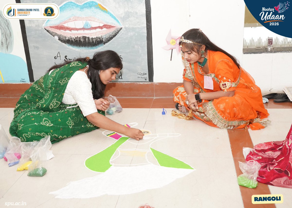 spuvsn's tweet image. Colors, creativity, and tradition beautifully came together during the Rangoli Competition at Udaan 2026. 🎨
📍 Sankalchand Patel University
#Udaan2026 #RangoliCompetition #CreativeExpression #CampusLife #StudentTalent