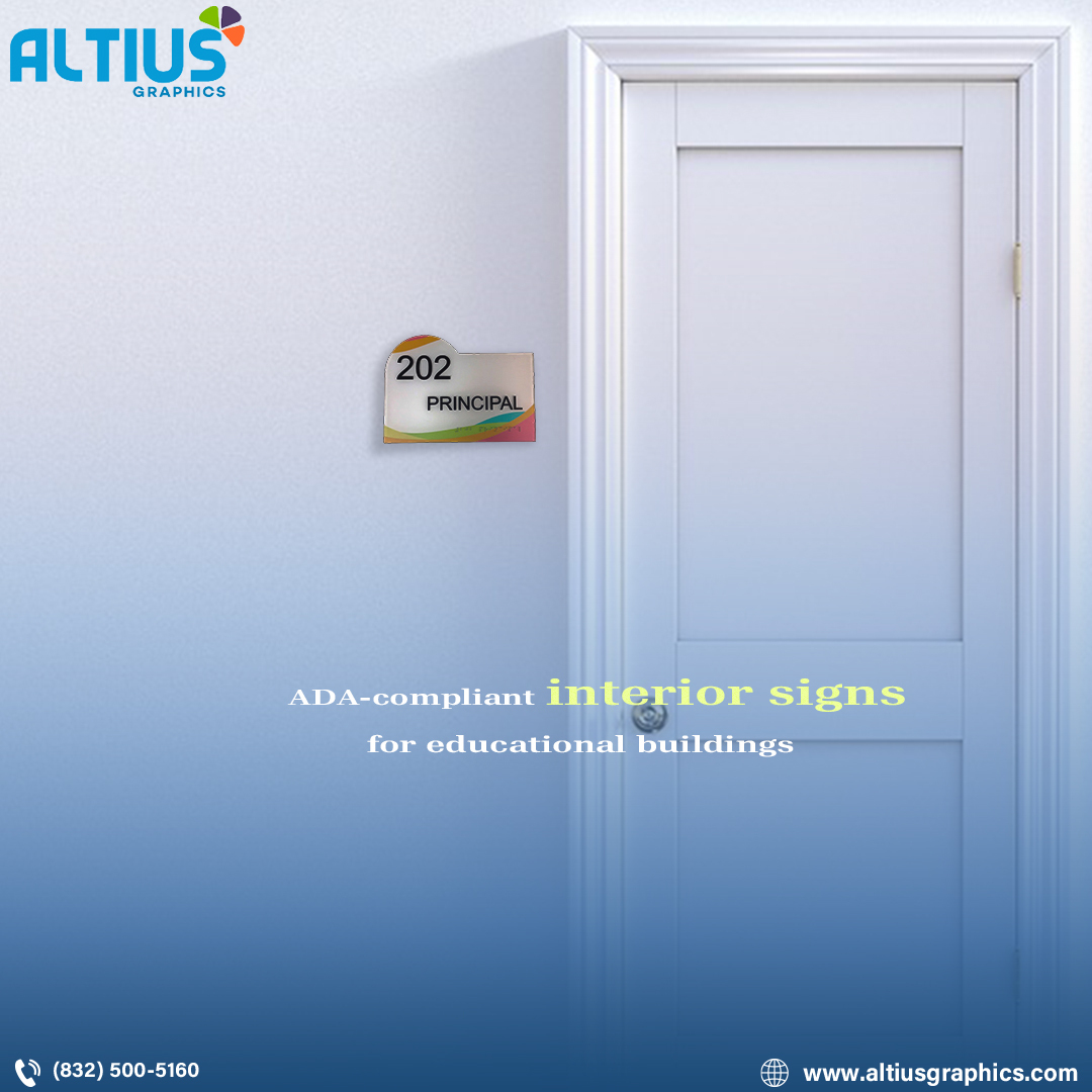 AltiusGraphics's tweet image. Professional interior signage designed for educational buildings, ensuring clear room identification and full ADA compliance. Durable, accessible, and built to support organized, student-friendly environments.

#ADASignage #SchoolSignage #InteriorSigns #ALTIUSGraphics