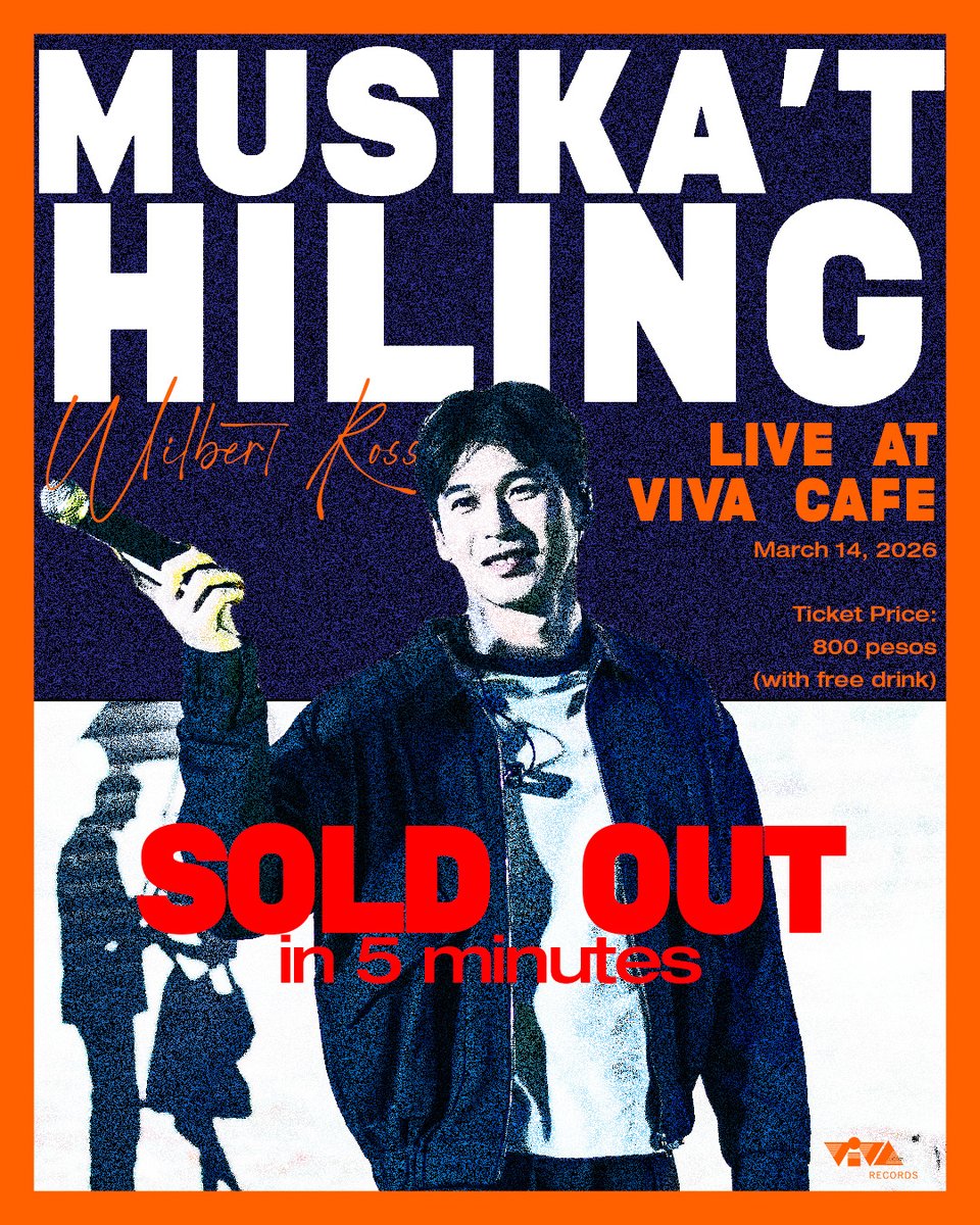viva_records's tweet photo. LUMIWANAG ANG MUNDO because Wilbert Ross Gig at Viva Cafe is now sold out in 5 Minutes!

Maraming salamat mga OSO at KWEK KWEK. 
Kindly wait for our email confirmation soonest or in March 9 to 11. 
For concerns and questions, email us at vrcticketinquiries@gmail.com. https://t.co/hbcXF2WBsR
