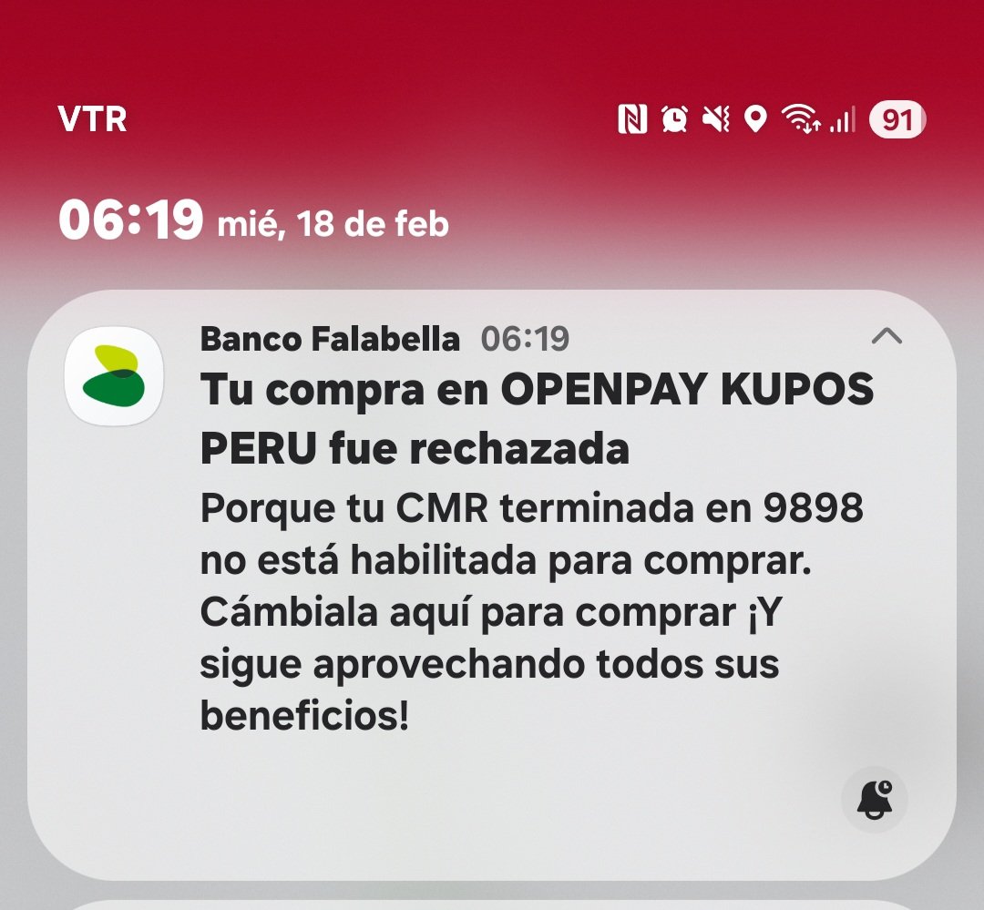 jadasecla's tweet photo. @Banco_Falabella Ojo estan robando los datos de las tarjetas, ya es sgunda vez que tratan de pagar con mi tarjeta bloqueada. Ahora en Perú https://t.co/RQDbdiWJ8k