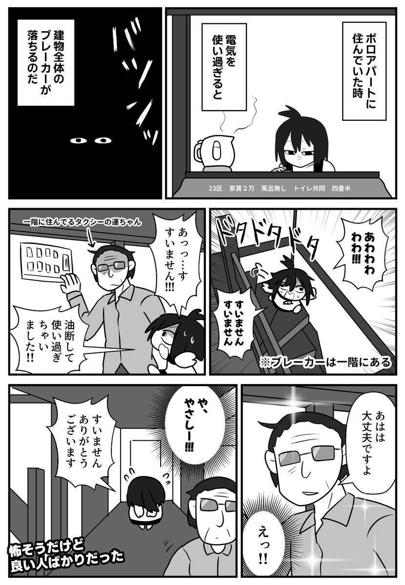 ボロアパートに住んでた時の話
ブレーカーがすぐ落ちる 