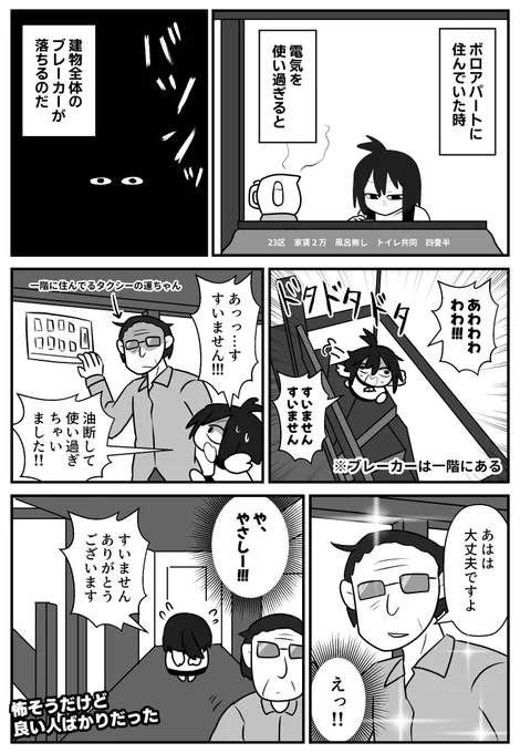 ボロアパートに住んでた時の話
ブレーカーがすぐ落ちる 