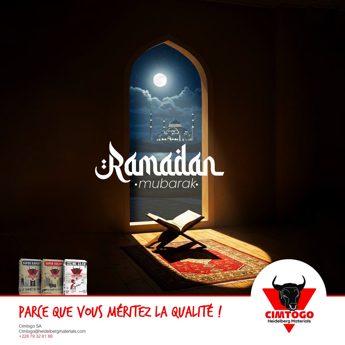 Très bon mois de Ramadan à la communauté musulmane.

#Ramadan #Ramadan2026 #CIMTOGO #Togo #Lomé #macon #construction #Batiment #Qualité #Certification #Excellence #standardsinternationale