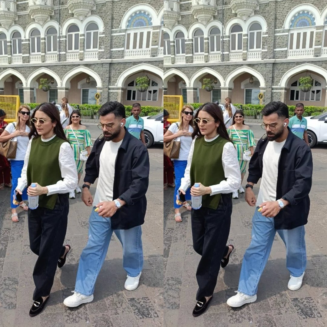 Virat Kohli &amp; Anushka Sharma at the Gateway of India in Mumbai today. ♥️