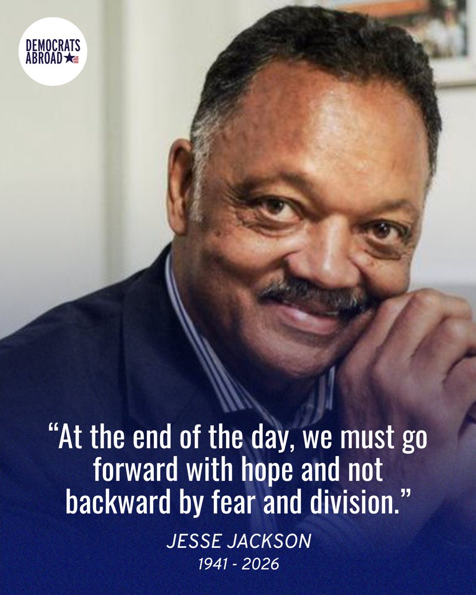 DemsAbroadHC's tweet photo. We will continue to fight for the values he lived by and carry on his legacy. 

#democratsabroad #jessejackson #civilrights #justice https://t.co/TNfZAPT7xJ