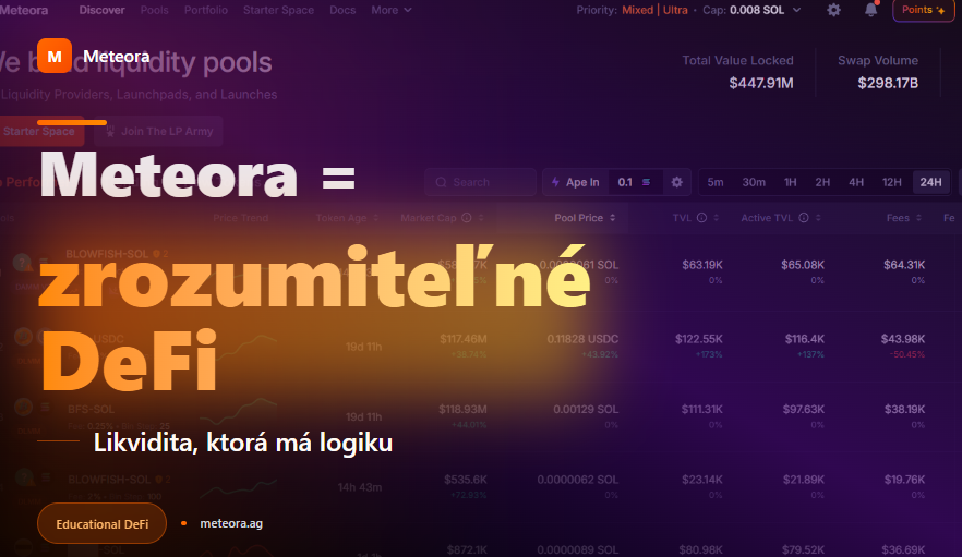 MeteoraCZSK's tweet photo. Meteora je moderný DeFi protokol postavený na blockchaine Solana.
Jej cieľom je zjednodušiť prácu s likviditou tak, aby jej rozumeli aj bežní používatelia, nielen profesionáli.
@MeteoraAG
#MeteoraCZSK #Solana #DeFi #Crypto #Blockchain $MET https://t.co/Q5nQSDPszl