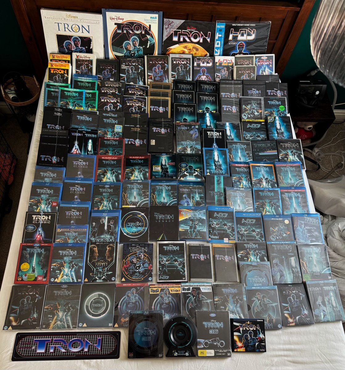 JestScreen's tweet photo. @VHSDVDBLURAY4K It’s weird isn’t it how we focus on collecting one thing. I’m a TRON weird and have the world’s largest #PhysicalMedia collection! #NeverStopCollecting https://t.co/4z214C41me
