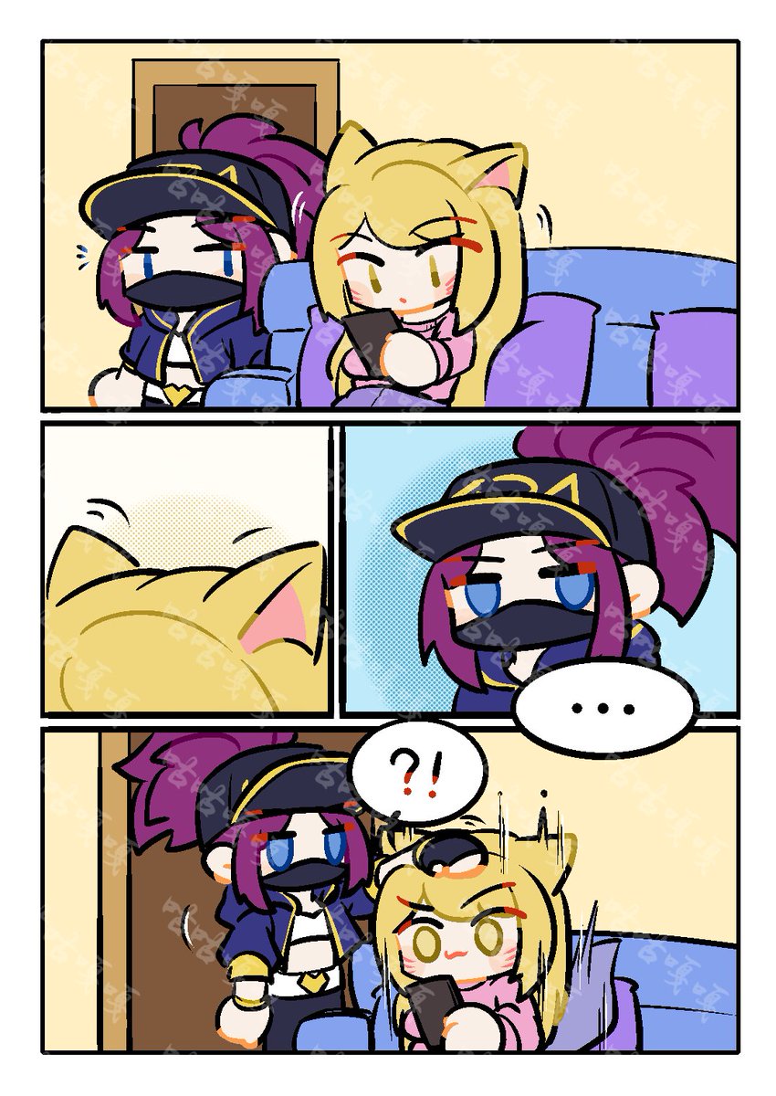 gsjinyuci's tweet image. 想起来了，之前说要做一本同人漫画来着(虽然说这是去年六月画的……🙉💦)
#LeagueOfLegends #KDA #akali #ahri