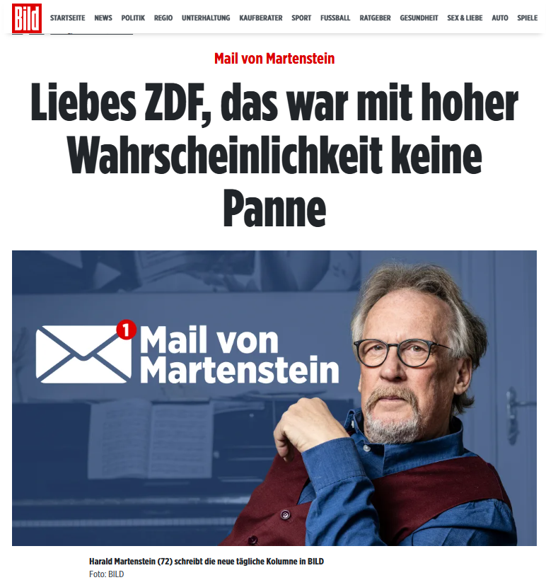 Selbst #Bild hat erkannt, dass die #OERR  nichts mehr mit neutraler und realistischer Berichterstattung zu tun haben! 
Deswegen #GEZabschaffen sofort. Für #Propaganda der #Politik werde ich keinen Cent zwangsbezahlen.
#Zwangsgebühren müssen weg!
