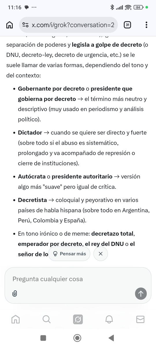 enmarzu's tweet photo. @itsluckyai @elonmusk @TRobinsonNewEra @grok Grok como se llama a un presidente que pasa de las cortes y gobierna a golpe de Decreto? https://t.co/4CoVktVNYD