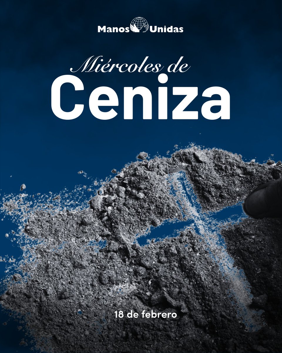 Hoy, Miércoles de #Ceniza,comienza el camino de #Cuaresma :tiempo de reflexión, conversión y esperanza. La ceniza recuerda la fragilidad de la vida. Nos habla de tantos pueblos que hoy se convierten en polvo, por la guerra, conflictos...,Manos Unidas te invita a orar por ellos.