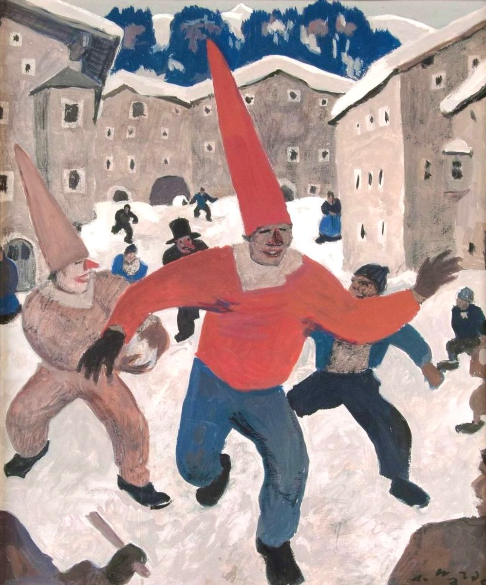 MenschOhneMusil's tweet photo. Alfons Walde (1891-1958)- Carnival in Tirol ca 1934. https://t.co/S76Ajm8N7l