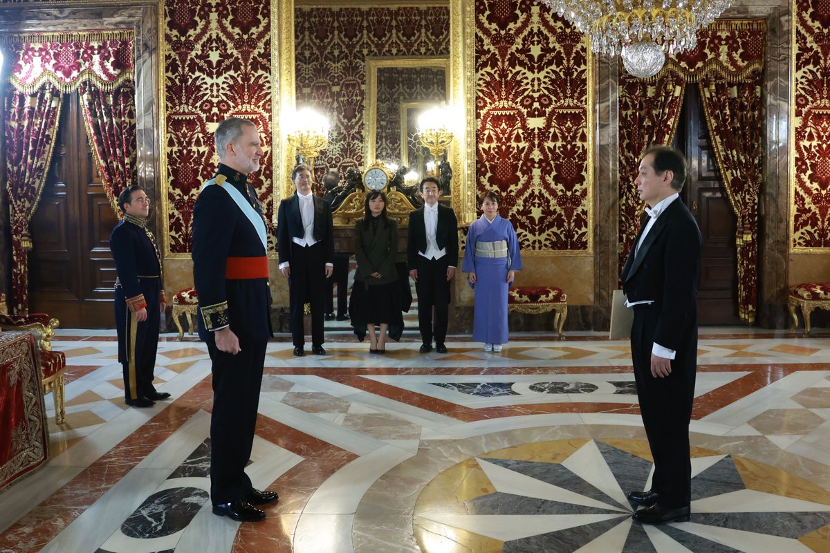 CasaReal's tweet image. El embajador de Japón, Hiroshi Yamauchi, hace entrega de sus Cartas Credenciales al Rey.

➡️casareal.es/ES/Actividades…