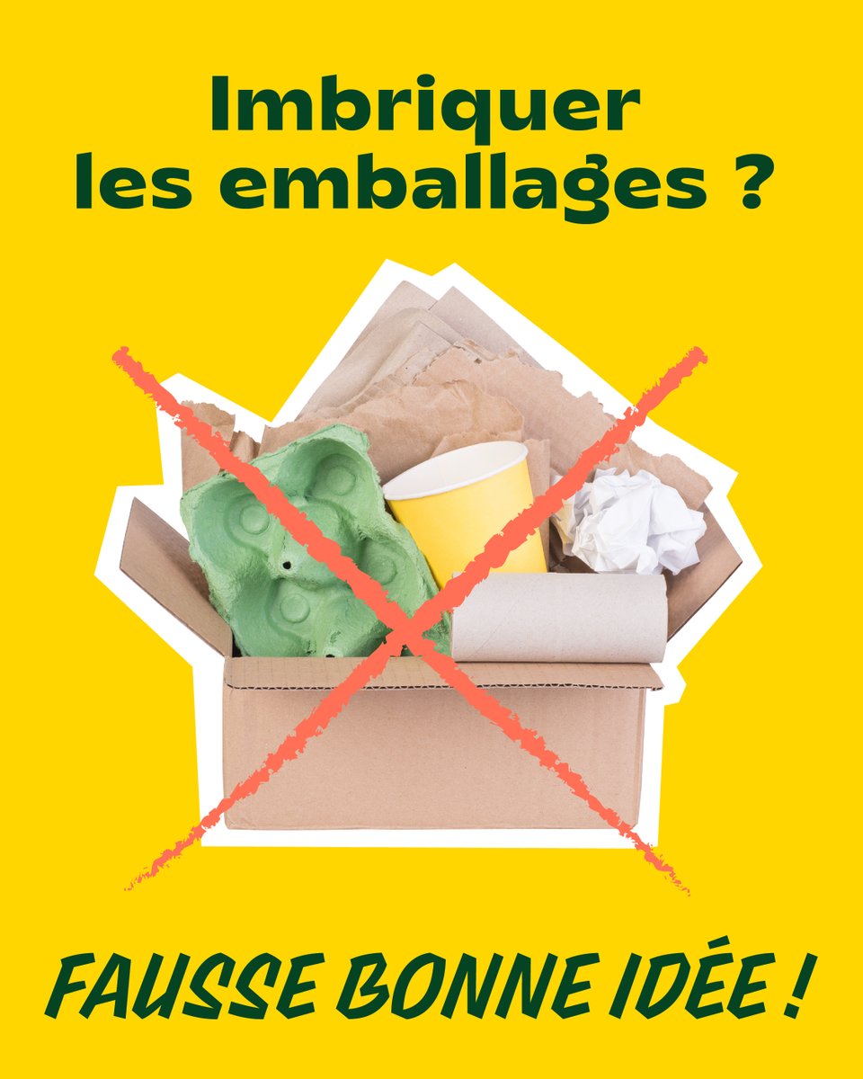 Lorsqu’ils sont imbriqués (par exemple un pot de yaourt dans une boîte de conserve ou une brique de lait dans un carton), les emballages ne peuvent pas être correctement reconnus par les capteurs optiques des centres de tri. 
Résultat : ils risquent de ne pas être recyclés.
