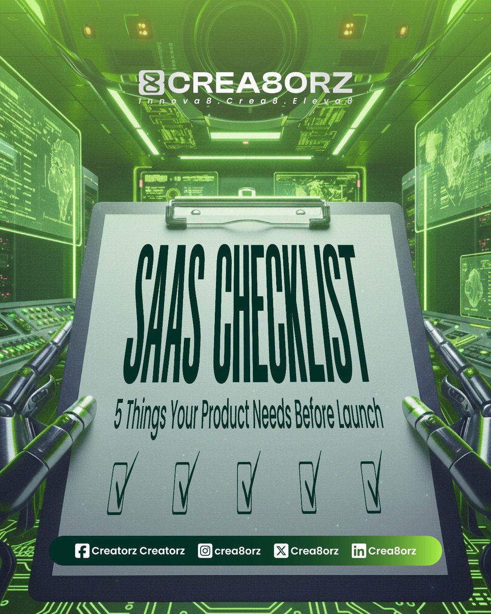 Crea8orz's tweet photo. SaaS Checklist: 5 Things Your Product Needs Before Launch
📦 Launching soon? Don’t skip this checklist:
1️⃣ Clear value proposition
2️⃣ Onboarding automation
3️⃣ Scalable infrastructure
4️⃣ Feedback loop system
5️⃣ Pricing clarity
Which one are you still working on? 👇
#SaaSProduct #StartupLaunch #BuildInPublic #ProductRoadmap