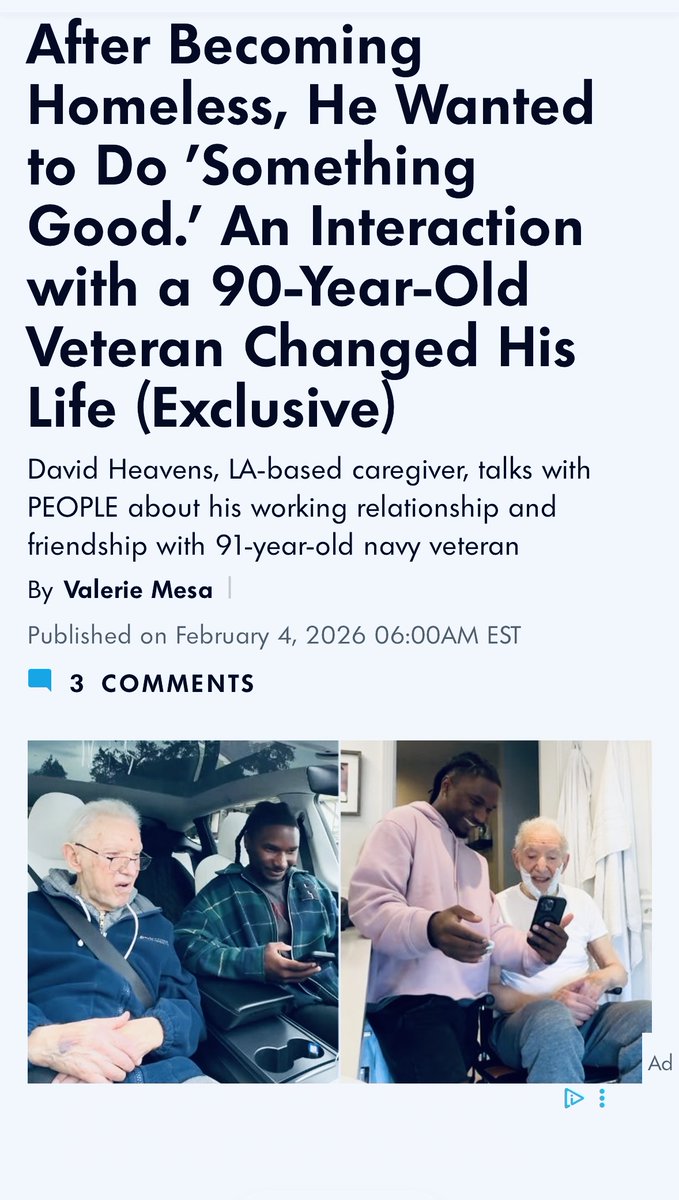 KindnessChamps's tweet image. "Building a friendship they now describe as family."🥰

The relationship between 91 yo HERO Navy Veteran Frank &amp;amp; caregiver David Heavens evolved into a close bond "building a friendship they now describe as family."💝#thisisgood❤️

Thanks @People😊 people.com/man-develops-h…