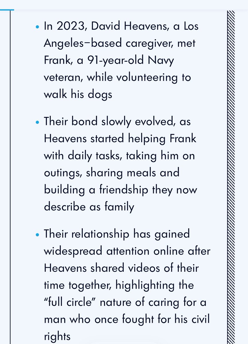 KindnessChamps's tweet image. "Building a friendship they now describe as family."🥰

The relationship between 91 yo HERO Navy Veteran Frank &amp;amp; caregiver David Heavens evolved into a close bond "building a friendship they now describe as family."💝#thisisgood❤️

Thanks @People😊 people.com/man-develops-h…