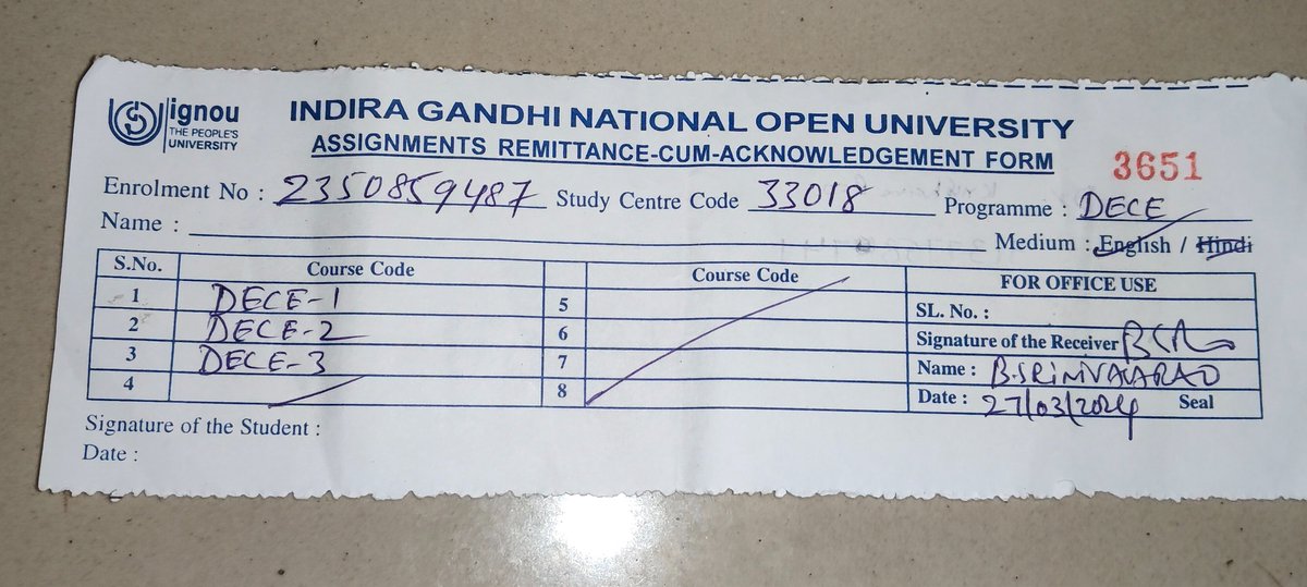 dilipmodi's tweet photo. @RCVisakhapatnam Sir Assignment submitted in March 2026 has not yet updated. Study Center Maharaja PG College. Sent mail also but no reply. Kindly get the marks updates so that course may complete. https://t.co/LzI1umxobM 2350859487. @32rcranchi @OfficialIGNOU  @IgnouVc https://t.co/H0RSYL5e4m
