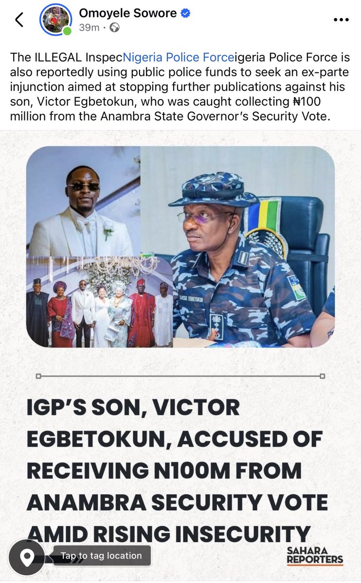 This morning’s developments are as disturbing as they are revealing.

The ILLEGAL Inspector-General of Police, Kayode Egbetokun, whose tenure expired in 2024, has reportedly approached the High Court of the Federal Capital Territory, Life Camp, seeking a series of interlocutory