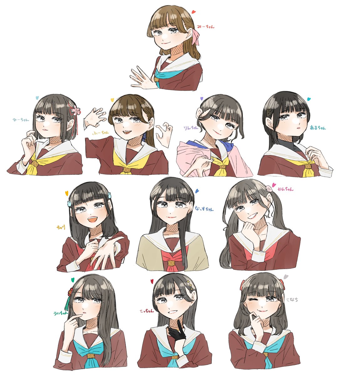 Puripuri_hurai's tweet image. 🪷のキャスト11人描きました！！！！