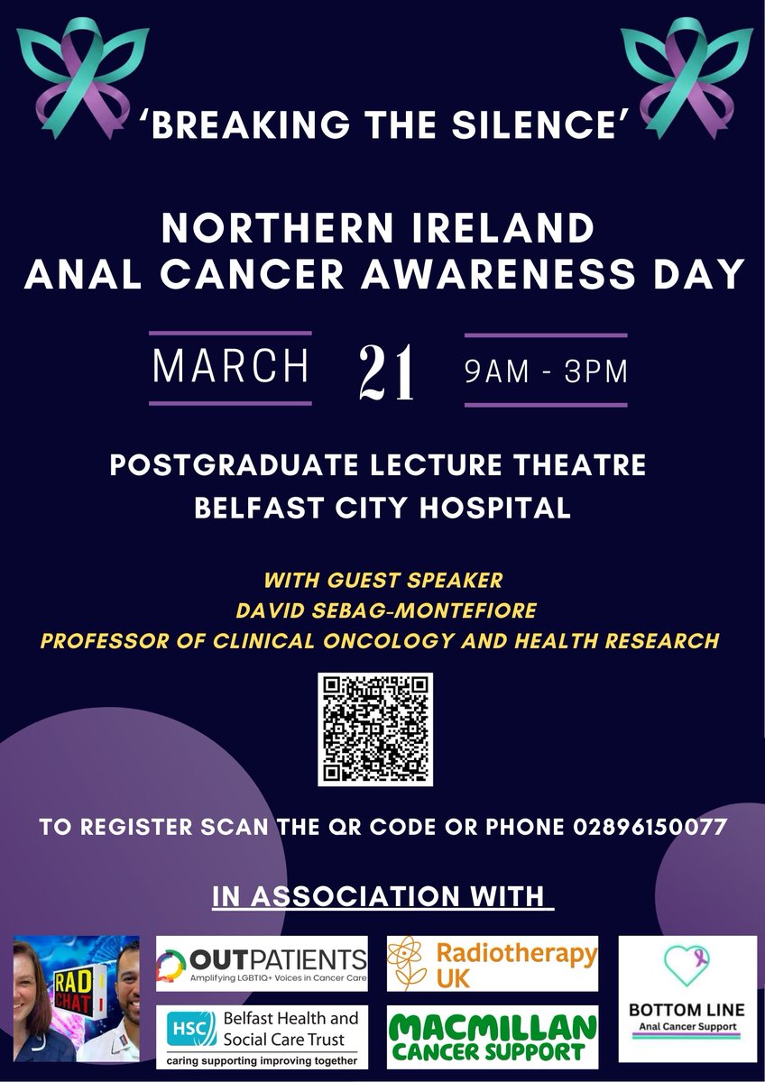 Affected by anal cancer?
Join us for the UK’s 1st Anal Cancer Awareness Day
 📅 Sat 21 March | ⏰ 9:45am–3:30pm
 📍 Postgraduate Lecture Theatre, BCH
 📞Book by 6 March: 028 9615 0077
 📧 cancer.info@belfasttrust.hscni.net
<a href="/BelfastTrust/">Belfast Trust</a>
