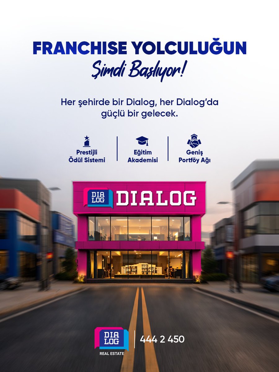 Franchise yolculuğun şimdi başlıyor!  🚀

Her şehirde bir Dialog, her Dialog’da güçlü bir gelecek seni bekliyor.
Yeni şehirler, yeni başarı hikâyeleri için #BizimleDialogdaOlun

📞 444 2 450
📱 +90 539 338 91 49
🌐 dialogturkiye.com