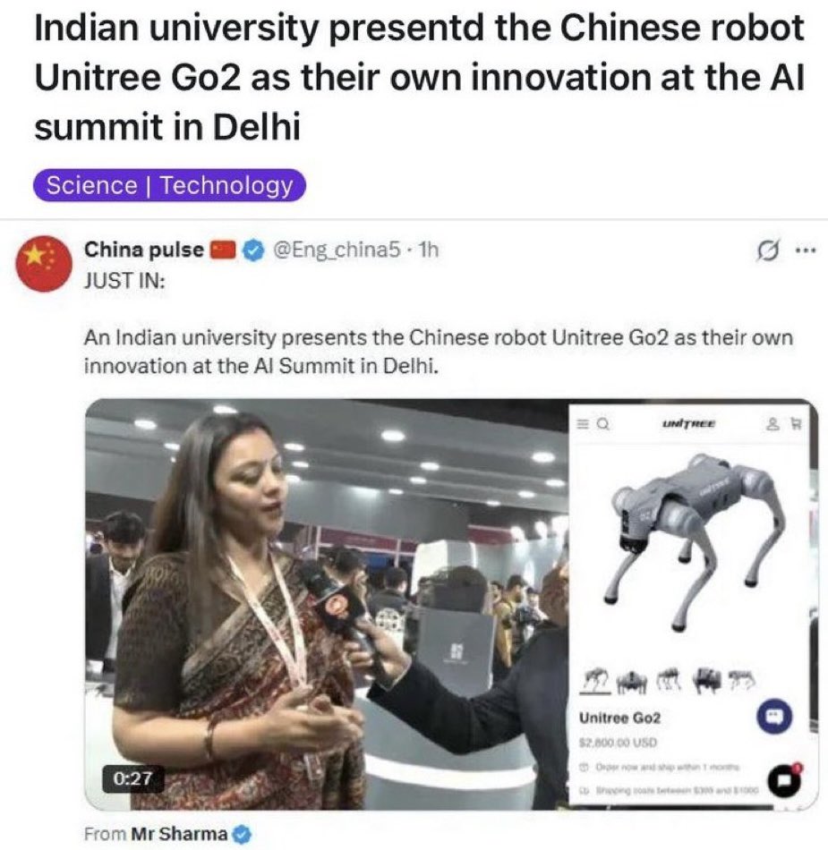 DebuggingLife23's tweet image. Awarded by Narendra Modi in 2014. Retracted by a predatory journal in 2022.
 Now presenting Unitree Go2 as their own innovation.

Congrats Galgotias University - even fake journals said “No thanks.” 🏅🤡