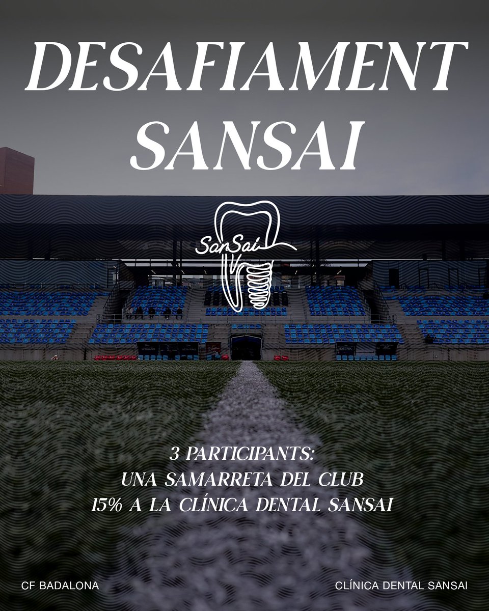 ‼️Guanya una samarreta del club i un 15% de descompte per clínica dental Sansai

👉 Inscriu-te al formulari i sigues el guanyador d’una samarreta o peça de roba oficial del club. A més, tindràs un 15% de descompte en la teva primera visita a Sansai

forms.gle/KQoMvUSpcqk8v8…