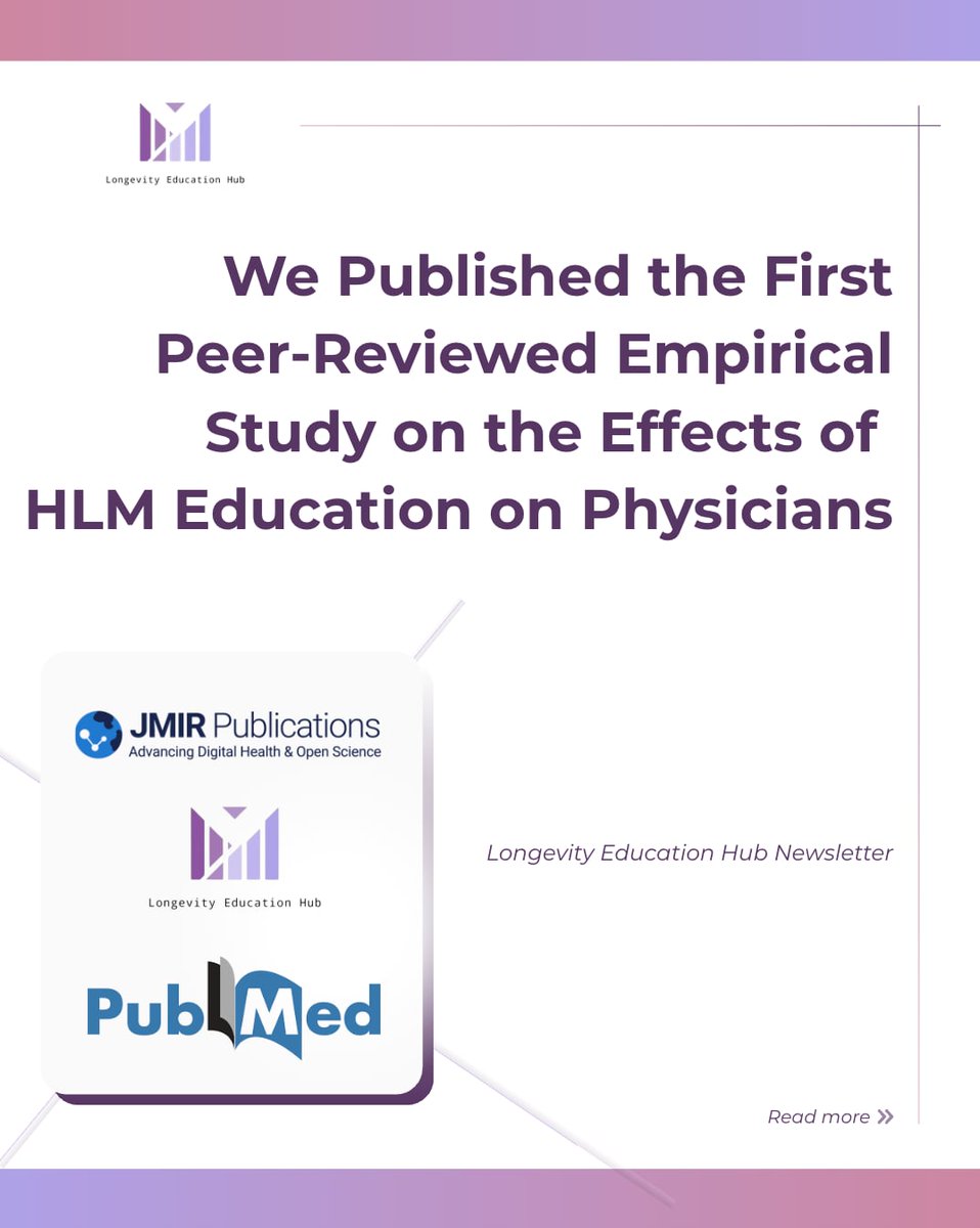 LongevityEdu's tweet photo. 🚨 NEW PUBLICATION ALERT

We just published the first empirical study ever quantifying how accredited Healthy Longevity Medicine training transforms physicians’ clinical practice worldwide.
Read our latest newsletter &amp; explore the full story ↓
https://t.co/g3v2vcjbeH https://t.co/JoElGjUGqB