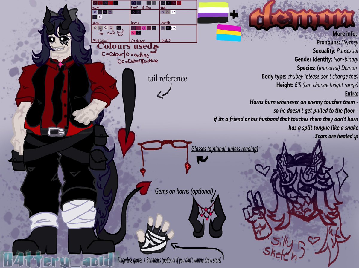 Totality__00's tweet photo. @_inariko Uhh here's my oc demon's refs (the newer one are the ones with the new face and new hair colour,, without horns) https://t.co/q9uNgTjVOQ