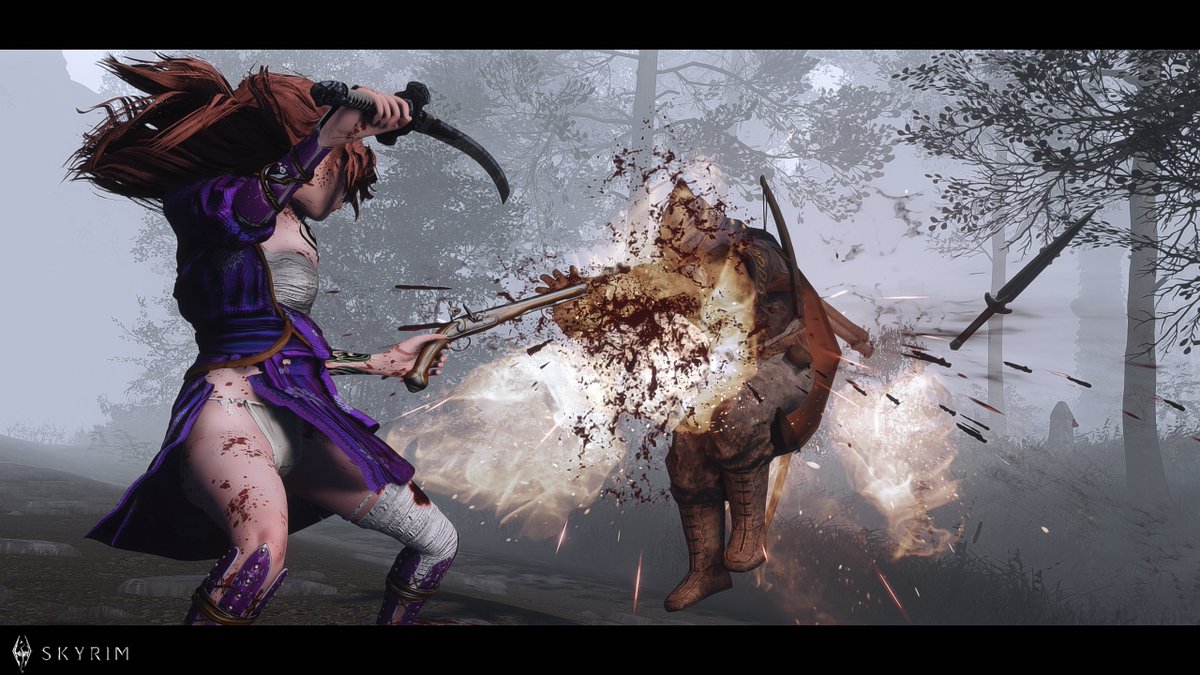 やっぱ銃って怖いっすねぇ
こんなに吹っ飛ぶんすねぇ
＃SkyrimSE #Tg_r1m