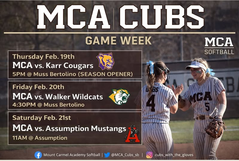 MCA_Cubs_sb's tweet photo. Week #1 Game Week!  Come out and support the @mcacubs softball team! https://t.co/XlyRiXnXYl