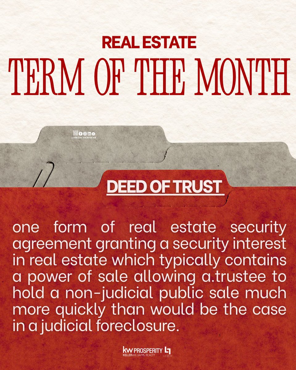 𝑬𝒗𝒆𝒓 𝒉𝒆𝒂𝒓𝒅 𝒐𝒇 𝒂 𝑫𝒆𝒆𝒅 𝒐𝒇 𝑻𝒓𝒖𝒔𝒕? 🏡

It’s a real estate security agreement that allows a trustee to sell a property through a non-judicial foreclosure, making the process faster than traditional court foreclosure.