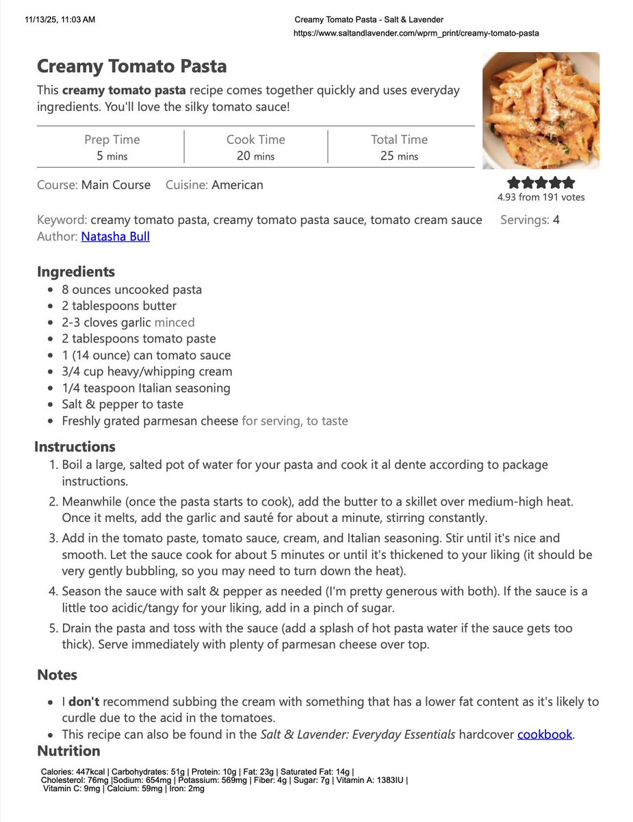 Rockhurstdining's tweet image. This week's student-requested comfort food is creamy tomato pasta! Thanks to Viivi Kangas for submitting this delicious recipe. Grab this comfort food today in the TMDR at lunchtime! 🍝