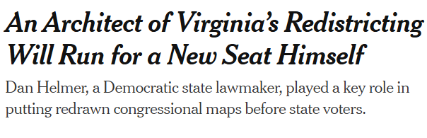 royermattw's tweet photo. Woof, not a great headline from NYT on launch day. This continued framing of specific Democrats drawing districts for themselves is definitely going to hurt the referendum at the polls in April more than we expect. https://t.co/rQSHPaDmmt