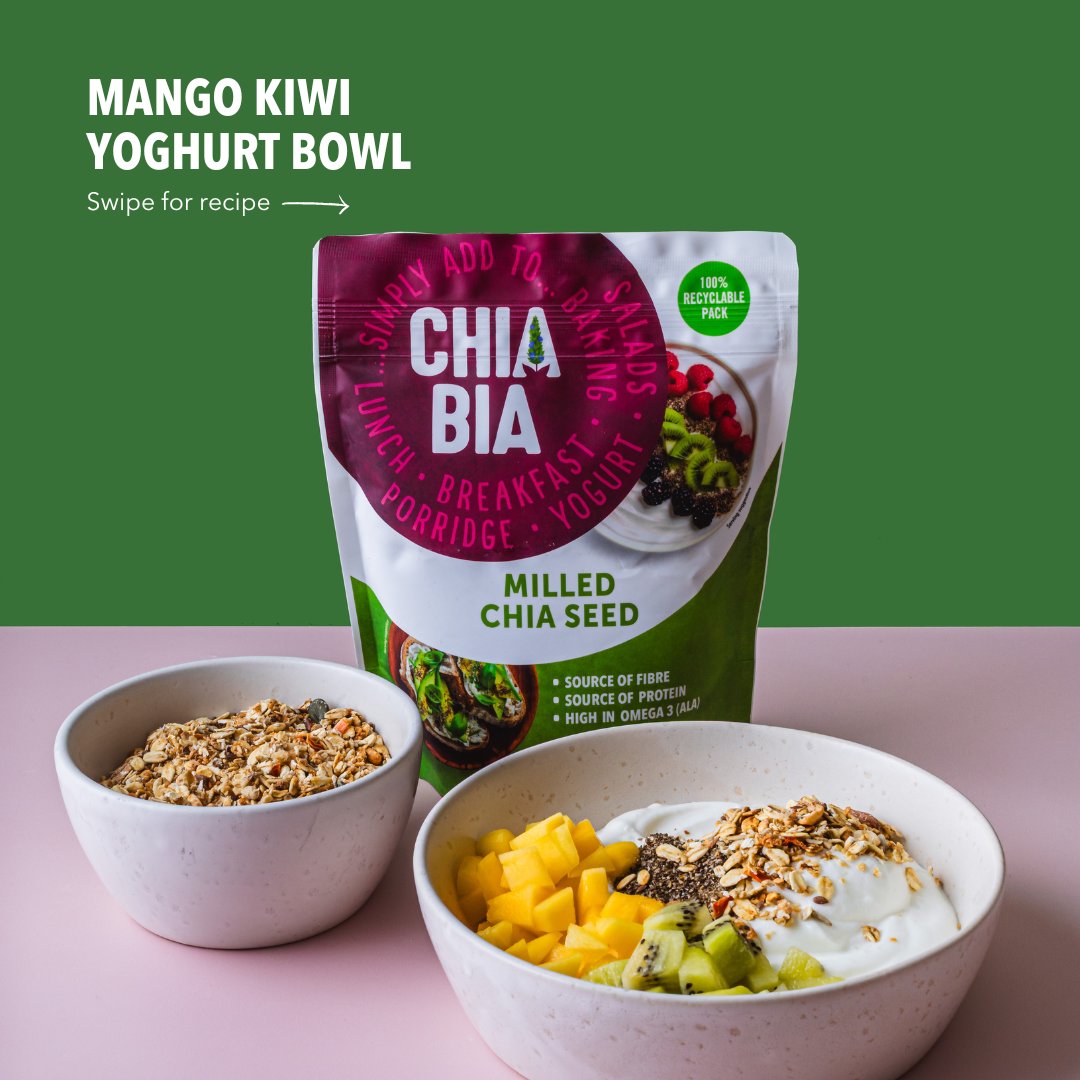 chiabiaseed's tweet photo. Mango Kiwi Yoghurt Bowl🥭🥝

If you're looking for a fresh and light breakfast that takes less than 5 mins to make, we've got you!

Swipe for the full recipe➡️

#chiabia #yoghurtbowl #chiaseedrecipes #healthybreakfast #chiaseeds https://t.co/j1ERSJtMxP