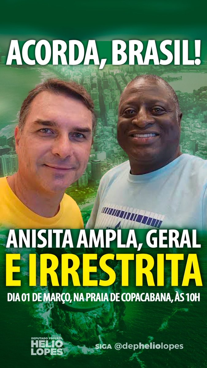depheliolopes's tweet image. Chegou a hora de união nacional.
Anistia ampla, geral e irrestrita.
Copacabana, 01 de março, 10h.
