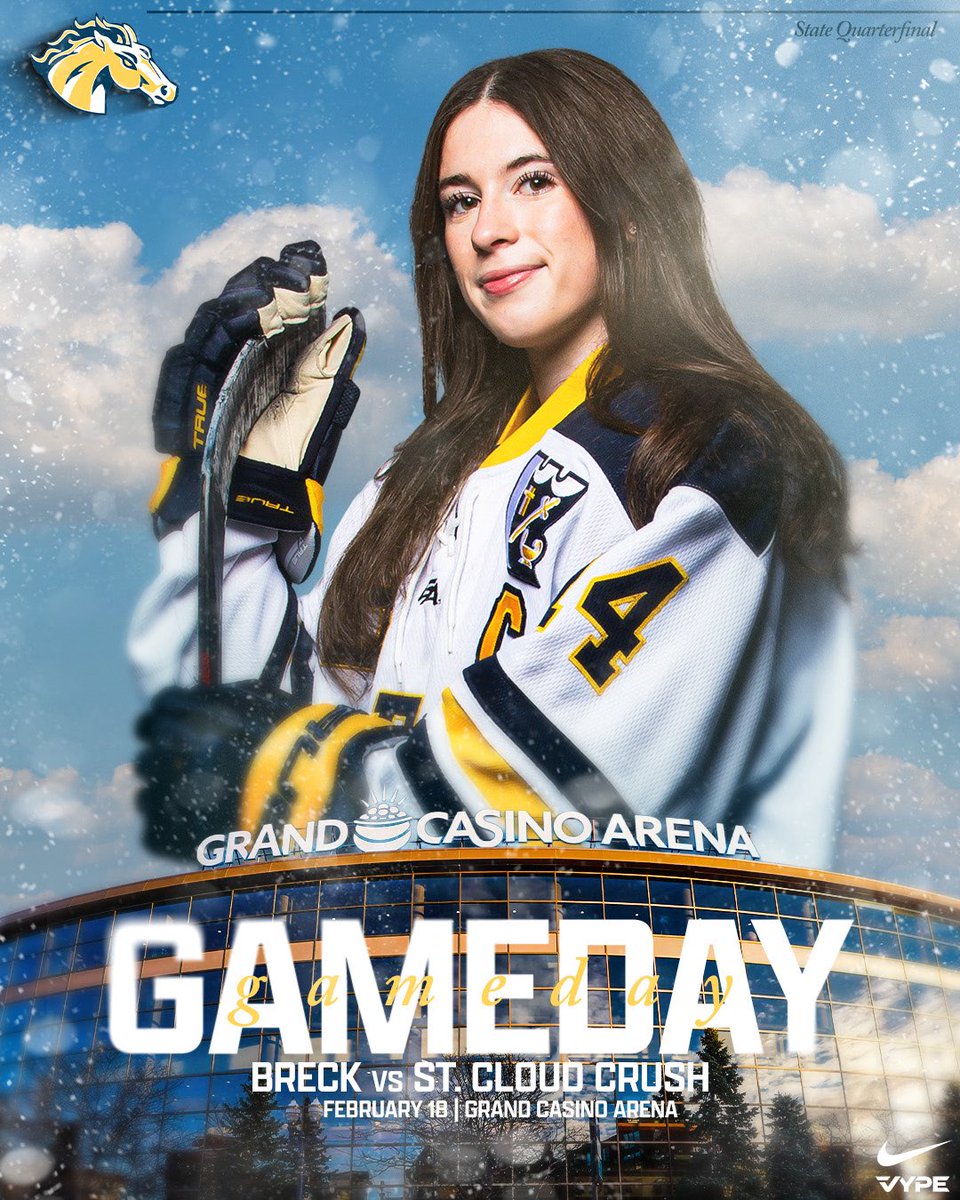BreckAthletics's tweet photo. Good luck to #BreckGHOC tonight in the State Quarterfinal against St. Cloud Crush at 6:00 pm at the Grand Casino Arena! https://t.co/LwbANIL1t0