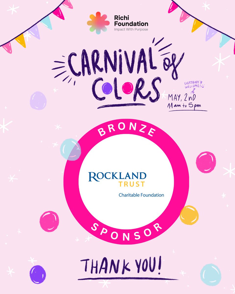 RichiFoundation's tweet photo. Partnership is at the heart of everything we do. We're delighted to announce that @RocklandTrust Charitable Foundation is joining our Carnival of Colors as a Bronze Sponsor! Their support underscores our shared commitment to improving the lives of children and families affected by childhood cancer. 🎗️ 

As Andrea Bevvino Borowiecki Borowiecki, Vice President of Community Giving and Engagement at Rockland Trust and Executive Director of the Rockland Trust Charitable Foundatio, puts it: 
“The Rockland Trust Charitable Foundation is honored to support the Richi Foundation and their inaugural Carnival of Colors. Their work improving the quality of life of pediatric cancer patients and advancing the development of cancer treatments has brought hope to so many children and families, and we are proud to stand by them in their mission.”

We, too, are proud to have such committed partners by our side, and we can’t wait to celebrate together on May 2nd. ✨ 

Join us for a day of celebration! RSVP now to save your spot: https://t.co/aCDQ9m4ZUr