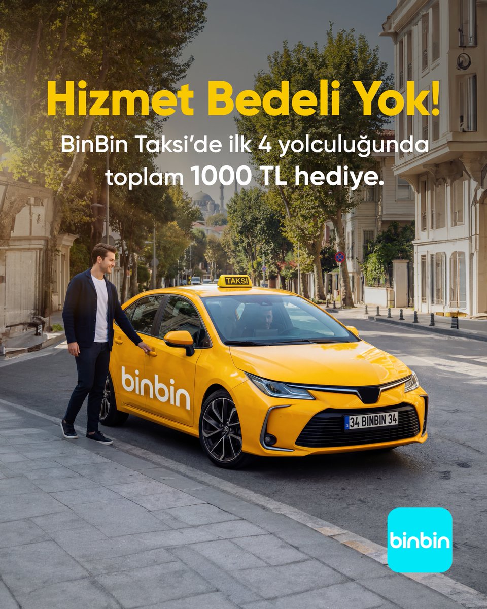 binbin_tr's tweet photo. BinBin Taksi’de ilk 4 yolculuğunda toplam 1000 TL hediye bakiye kazan! Üstelik hizmet bedeli de yok.

Hemen BinBin’i indir, taksini çağır, kazanmaya başla.🚕

#BinBin #MutluluğaSür https://t.co/NvhvjYUCRu