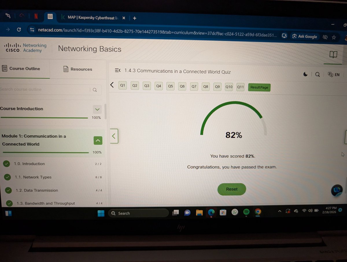 Dasse_y's tweet photo. I took my first Networking Basics Quiz yesterday. I'm excited about the learning journey ahead and the new skills I'm building. @CiscoNetAcad @TechSphereAcad @ireteeh
#30DaysOfTech #LearningWithTS https://t.co/eKRk2YJXF5