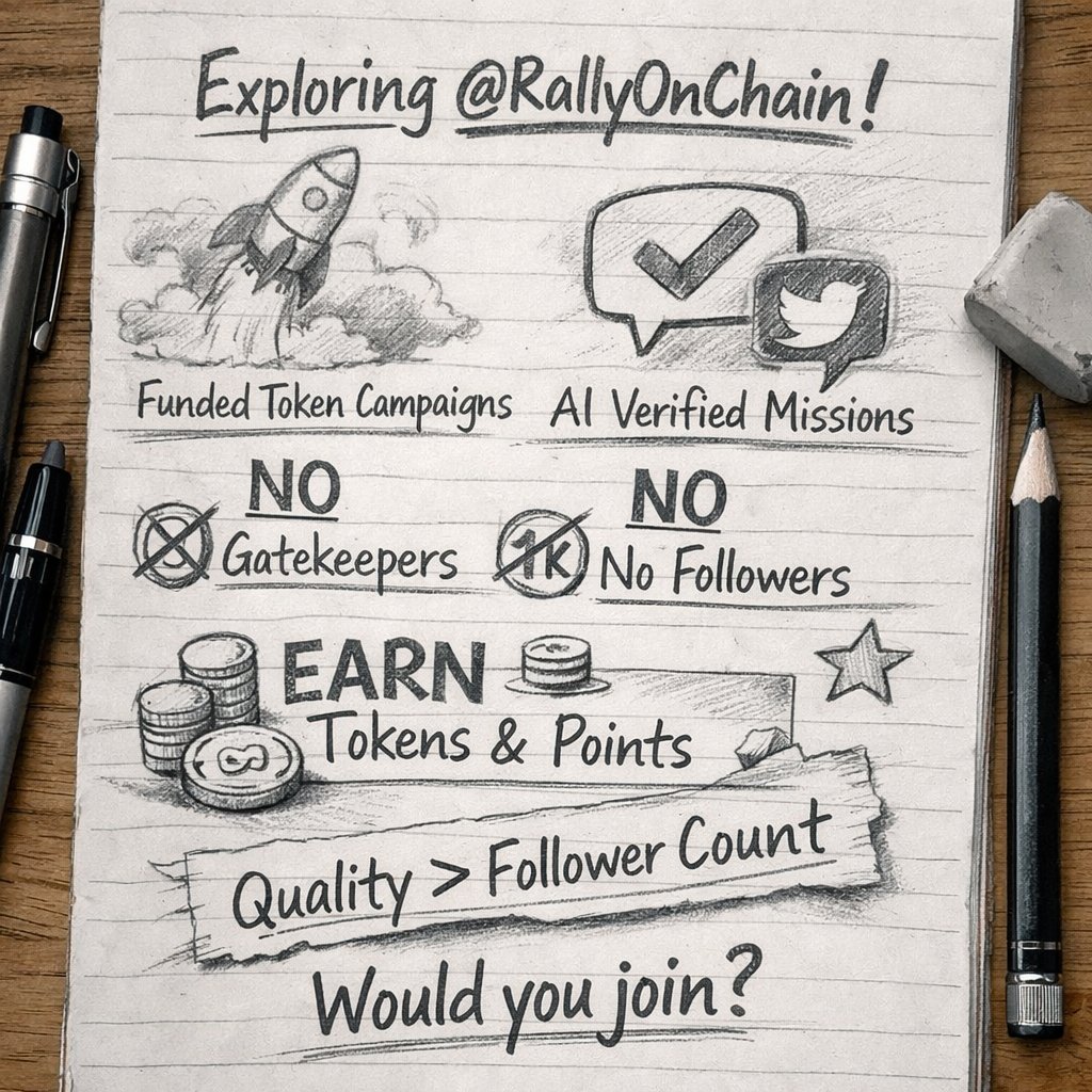 I’ve been exploring <a href="/RallyOnChain/">Rally</a>, where projects fund token campaigns and creators earn through AI verified missions on X. No gatekeepers, no minimum followers, just quality rewarded fairly. Rally Beta adds tokens alongside Points.
If quality beat follower count, would you join?