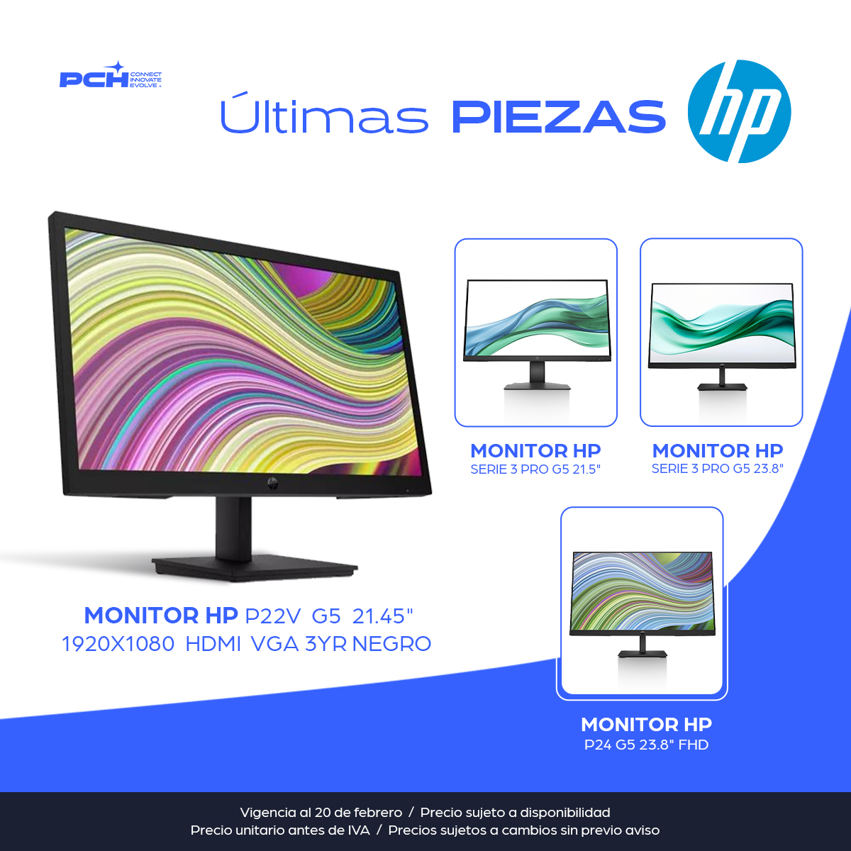 PCH_Connect's tweet photo. 🚨 Últimas piezas de Monitores @HPMexico
✔ Ideales para oficina
✔ Tecnología que reduce fatiga visual
✔ Calidad confiable
Promoción exclusiva PCH
👉 Compra aquí: https://t.co/0aEVXVGOqf
#PCHConnect #HP #Monitores https://t.co/BeNPKPKmpA