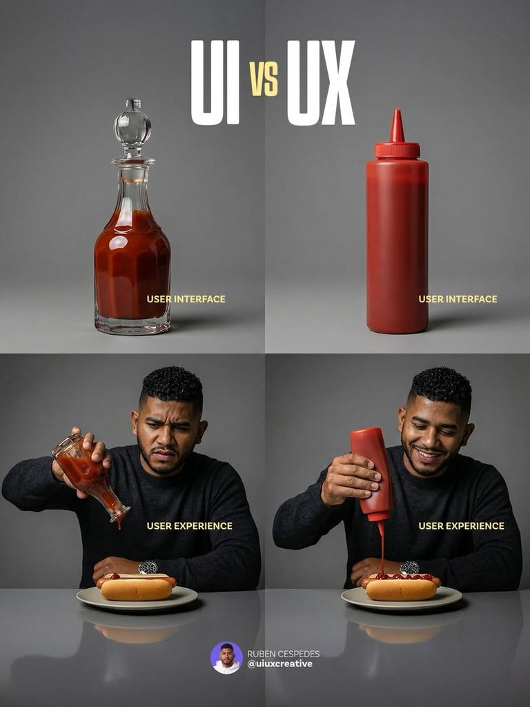 UI is the fancy decanter.
UX is the satisfying squeeze. 🍔