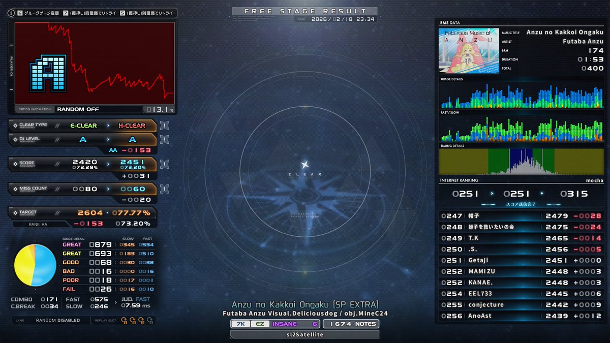 Getaji's tweet image. 4 of 11
🟨 sl0 Edge of bravery[VENGEANCE] EXHC
⬜ sl1 Elnath [Memory] HC
⬜ sl2 -雪月花- [ZOI] HC
⬜ sl2 Anzu no Kakkoi Ongaku [SP EXTRA] HC

sl1未難残り6 (+未プレイ1) #getaji_bms